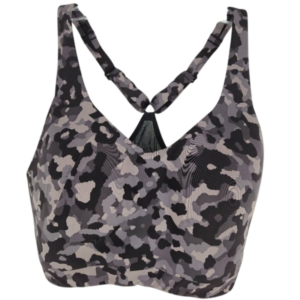 Athleta Advance Sports Bra Black Camo Camoflague High-Impact Running Workout 38D